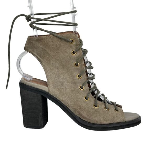 Jeffrey Campbell x Free People Boho Heels SZ 7.5 Open Toe Lace Front Booties - Picture 2 of 11